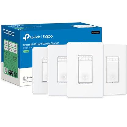 TP-Link Tapo Matter Smart Light Switch: Voice Control w/Siri, Alexa & Google Home | UL Certified | Timer & Schedule | Easy Guided Install | Neutral Wire Required | Single Pole | Tapo S505(2-Pack)