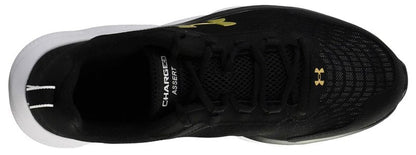 Under Armour Men's Charged Assert 9 Running Shoe, Black/White/Gold,9.5