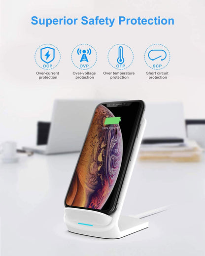 NANAMI Upgraded Fast Wireless Charger, Qi-Certified Wireless Charging Stand Compatible with Samsung Galaxy S25/S24/S23/S22/S21/S20 & Qi Phone Charger for iPhone 17/17 Air/16/16 Plus/16 Pro/15/14/13