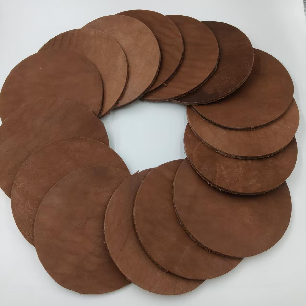 YiJiaXiang 120mm diameterRound Sliced Genuine Leather, 3-5mm Thick Natural Leather, Suitable for Stamping pad Leather Cutting Pieces, Coaster Making Process (Coffee Color 20 Pieces)