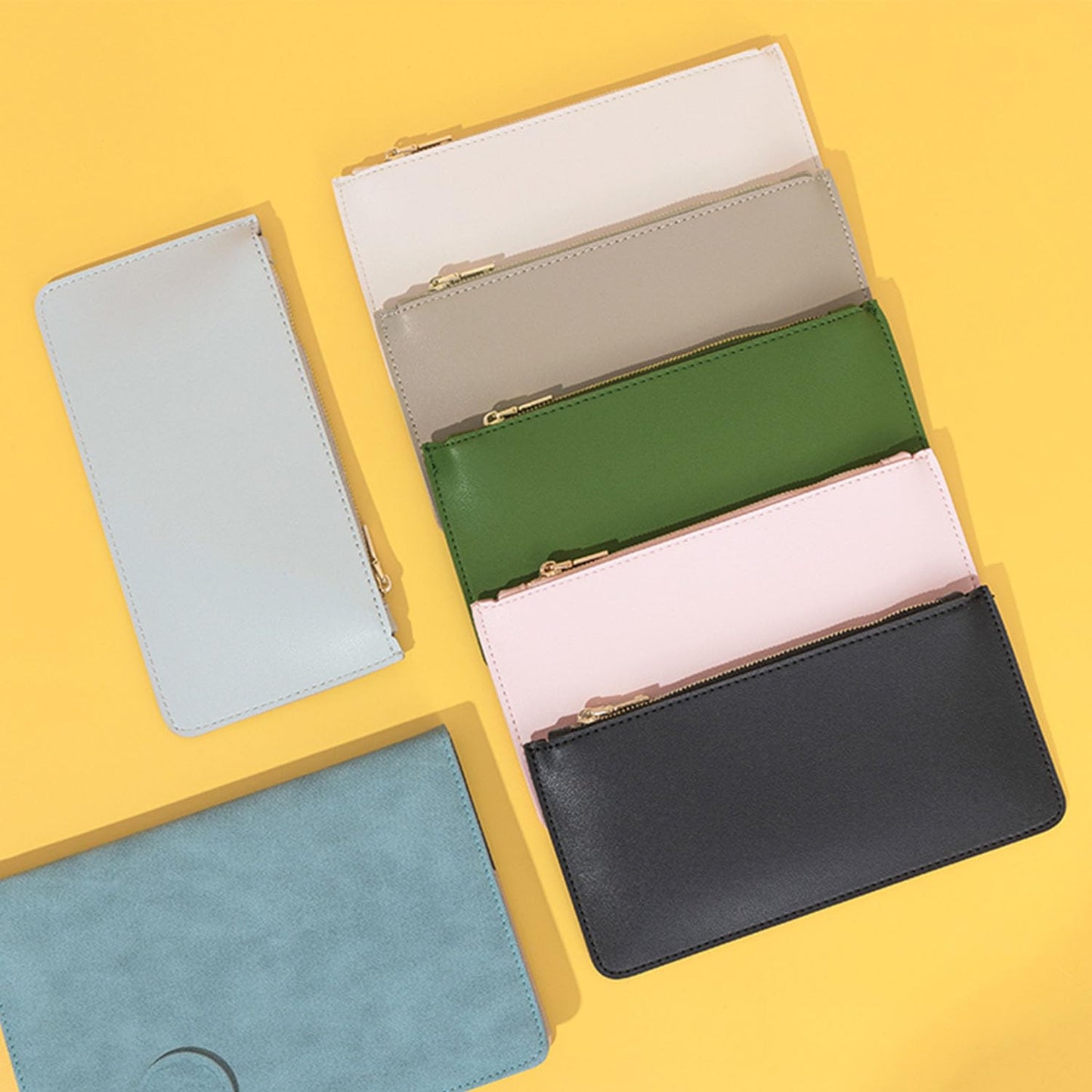 YONBEN Pencil Pen Case Stationery Case Pouch Bag (Khaki,Faux leather)