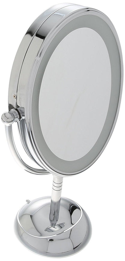 Conair Lighted Makeup Mirror, LED Vanity Mirror, 1X/7X Magnifying Mirror, Double Sided, Corded in Polished Chrome