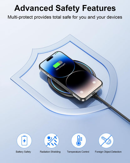 NANAMI Fast Wireless Charger [2 Pack] - Qi Certified Wireless Charging Pad for iPhone 17/17 Pro/17 Pro Max/16/15/14/13/13 Pro/12,10W for Samsung Galaxy S25/S25 Ultra/S24/S24 Ultra/S23/S22, New Airpods