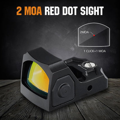 ohhunt Red Dot Sight 2 MOA Reticle Mini Shake Awake Optics 12 Brightness Adjustment (Red Dot)