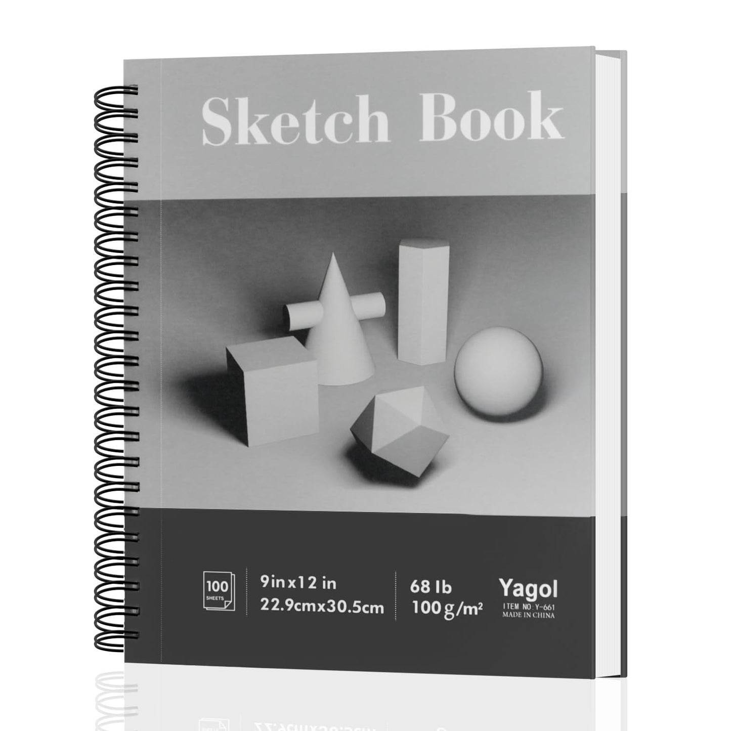 Yagol Sketch Book 9x12, 100 Sheets Spiral Bound Sketchbook, 68lb/100gsm Acid-Free Drawing Paper Pad for Sketching, Pencil, Charcoal & Dry Media, Art Sketch Pad for Students, Beginners & Artists.