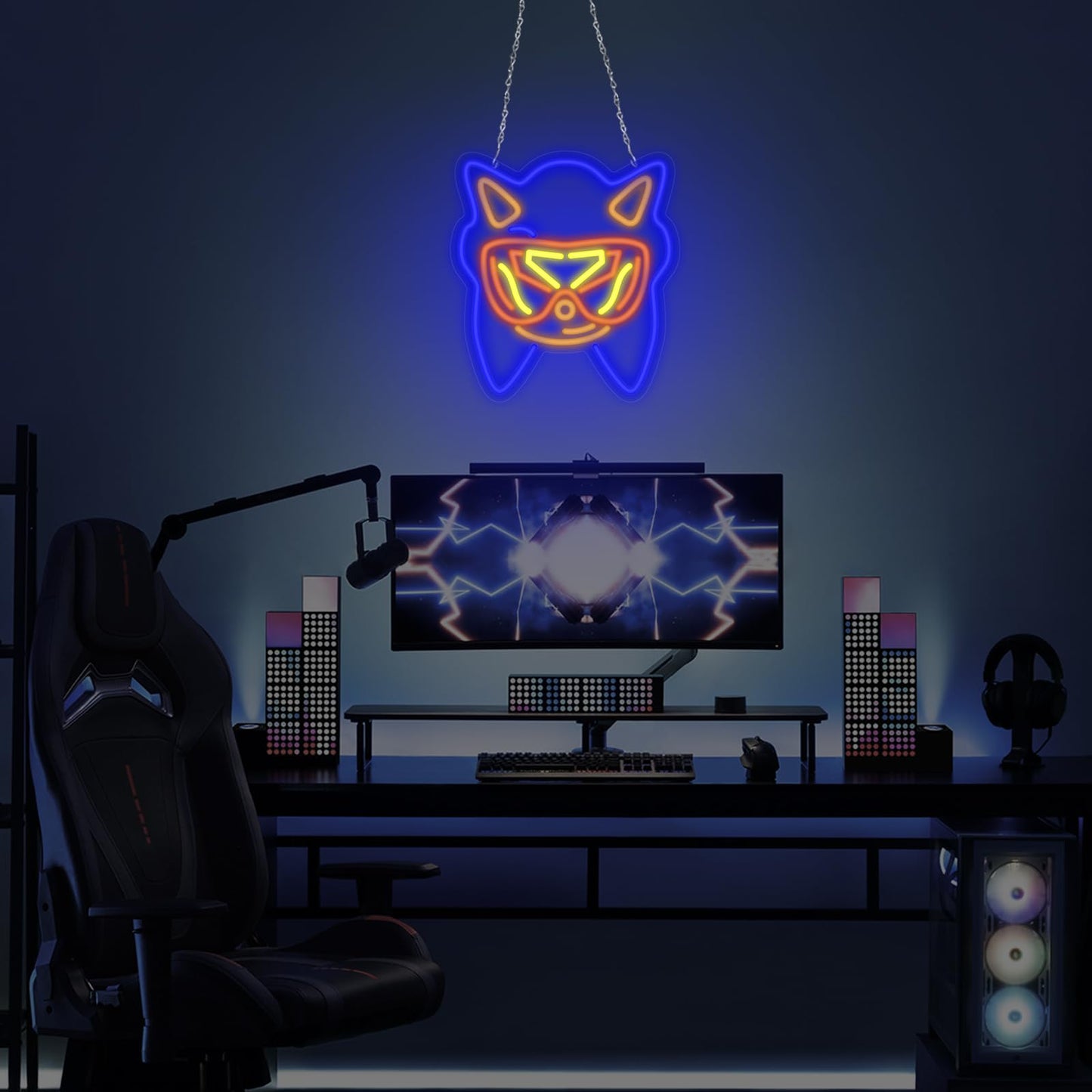 Babymiu Blue Cute Animal Led Lamp Neon Sign Room Decor. Cartoon Christmas Gifts Merch Party Supplies for Sign Wall Art Decoration Acrylic USB Powered Unique Night Light Living Kids Room Shop Bar