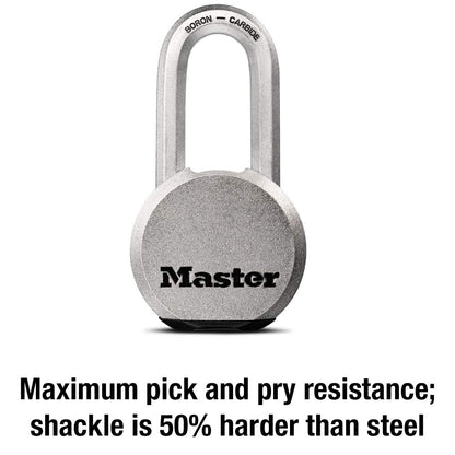 Master Lock Magnum Heavy Duty Solid Steel Silver Padlock with Key, Cut Resistant Gate Locks for Outdoor Fence or Shed, 14/32 x 2 x 15/16 Inches, M930XKADLH