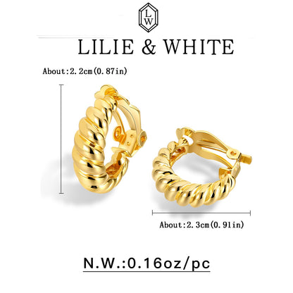 LILIE&WHITE Gold Clip on Hoop Earrings For Women Fashion Clip on Earrings For Girls Chunky Hoop Earrings No Piercing Fake Earrings Costume Jewelry Gift…