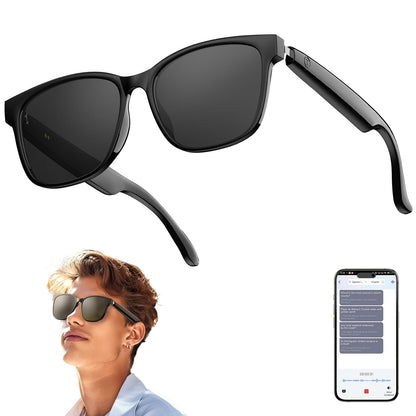 AI Smart Glasses, Bluetooth 5.4 Translation Glasses with 144 Language & Accents, Blue Light Filtering Lenses, Multifunctional Smart Glasses for Men Women, Travel Meeting Trade Business HY-C8 White