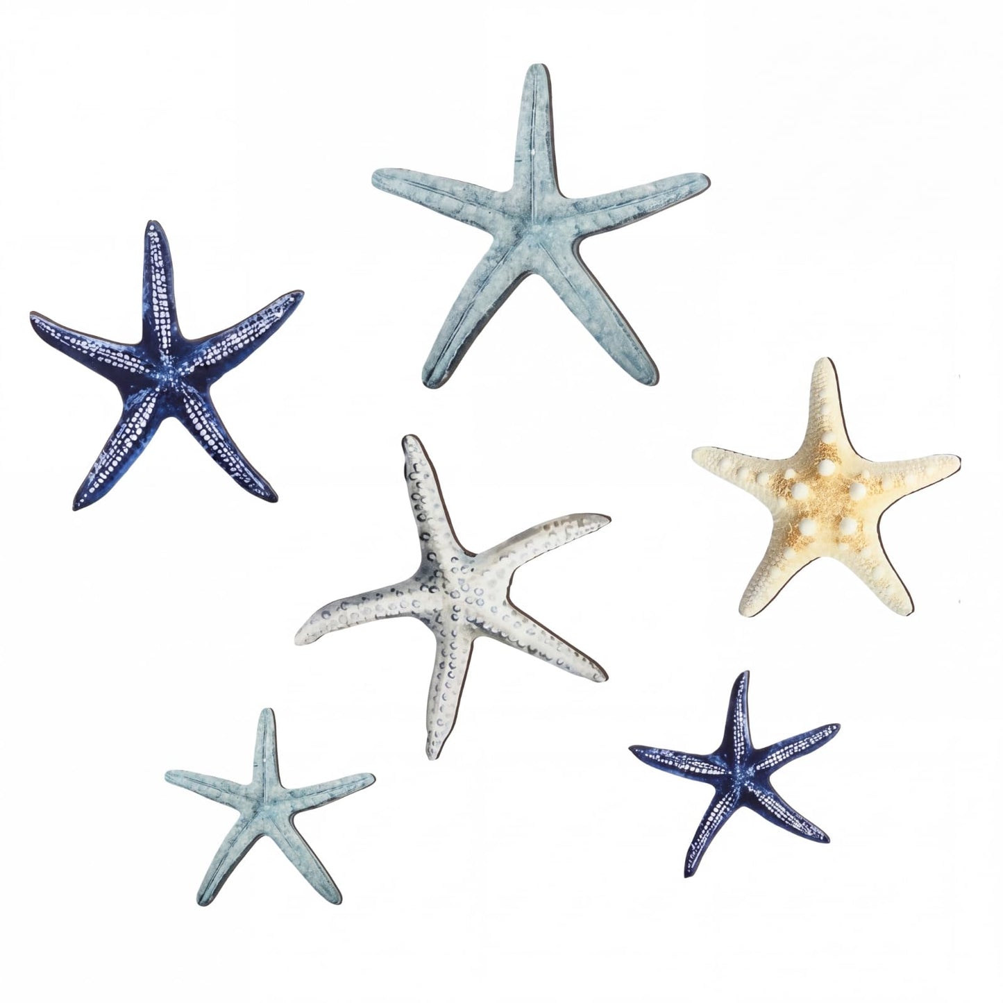 CroBlissful 6 Pcs Summer Starfish Wall Decor Beach Starfish Wooden Wall Art Beach Coastal Wooden Sign with Hook Summer Hanging Decoration for Home Farmhouse Sculpture Indoor Outdoor