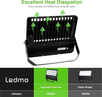 ledmo LED Flood Light Outdoor 240W, 1500W Equivalent Stadium Lights 36000Lumen Commercial Lighting, High-Intensity Floodlights for Yard, Count, Large Area, Waterproof Durable (3 Pack)