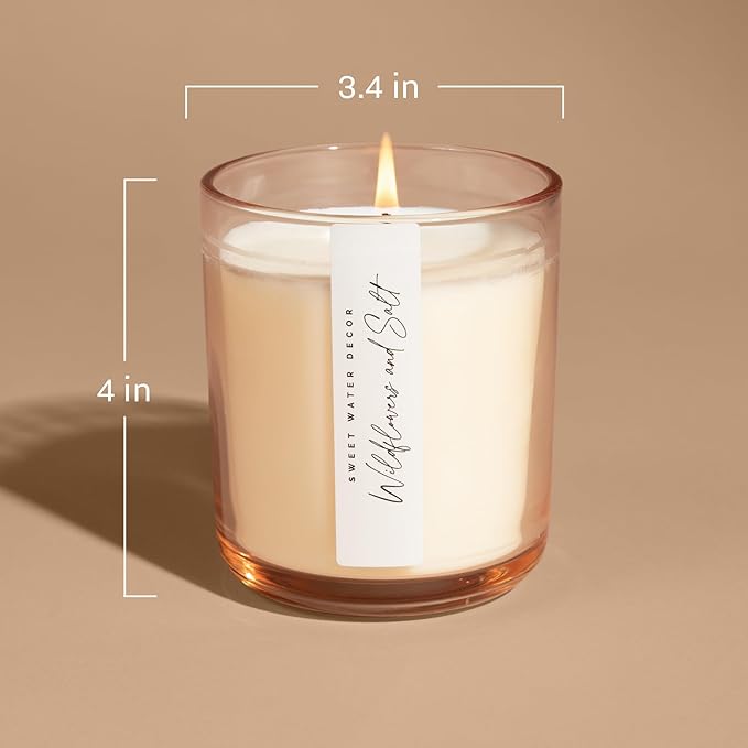 Sweet Water Decor Cashmere and Vanilla Scented Soy Candles – Milky Coconut, Jasmine, Soft Cashmere, Exotic Musk – Cozy Aroma – 50 Hour Burn – 12oz Tinted Glass Jar for Home Decor and Bedroom Decor