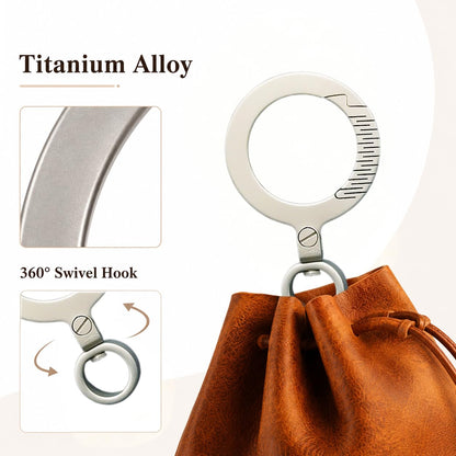 SICOPERT Mini Leather Drawstring Coin Purse with Titanium Alloy Key Ring, Genuine Crazy Horse Leather Small Pouch Keychain Wallet for Coins, Keys, Earbuds, Jewelry, Essentials, Gift for Women and Men
