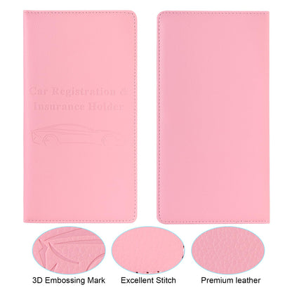 Cacturism Car Registration and Insurance Holder, Car Accessories Vehicle Glove Box Car Organizer Women Car Accessories with Magnetic Shut for Cards, Essential Document, Driver License, Pink