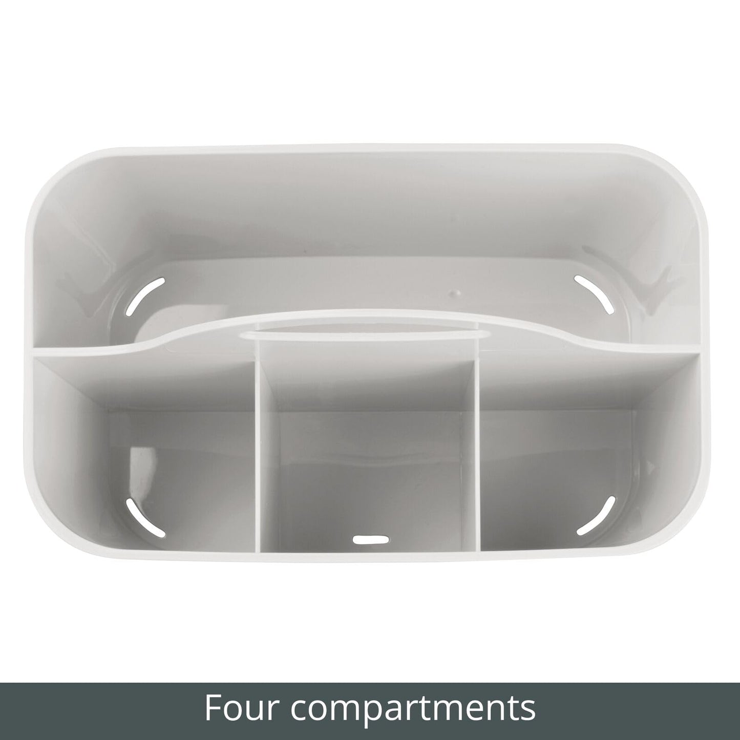 mDesign Plastic Small Office Storage Organizer Utility Tote Caddy with Handle for Cabinets, Desks, Workspaces - Holds Desktop Office Supplies, Pencils, Staplers Lumiere Collection, 2 Pack, Light Gray
