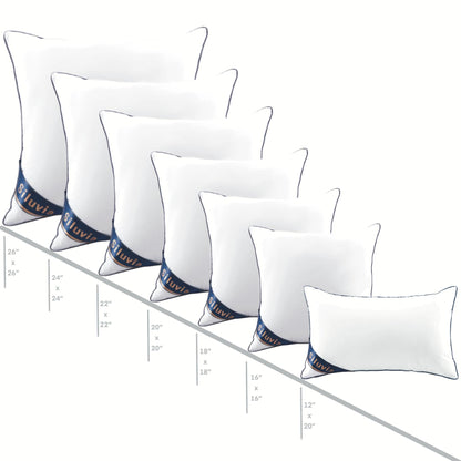 Siluvia 20"x20" Pillow Inserts Set of 2 Decorative Square Square Throw 20 Pillows with 100% Cotton Cover for Sofa, Couch, and Bed - White