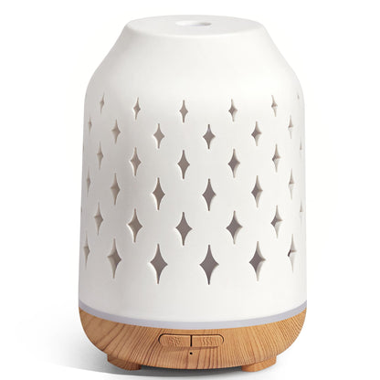 InnoGear Aromatherapy Diffuser, 150ml Ceramic Diffuser Ultrasonic Humidifier Cool Mist Essential Oil Diffusers for Home Air Diffuser with 2 Mist Modes Waterless Auto Off, White