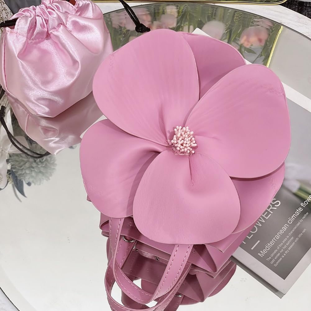 CUXVA Mini Flower Evening Purse Bridal Clutch for Wedding PU Leather Evening Handbag with Chain Wedding Party Prom Crossbody Purses
