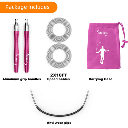 Jump Rope, High Speed Weighted Jump Rope - Premium Quality Tangle-Free - Self-Locking Screw-Free Design - Jump Ropes for Fitness - Skipping Rope for Workout Fitness, Crossfit & Home Exercises