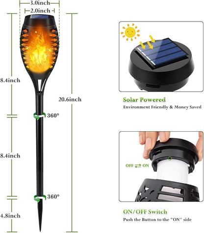 Outdoor Solar Lights, 12Pack Solar Torch Light with Flickering Flame, Garden Lights Waterproof for Halloween Decor, Flame Torches for Outside,Halloween Yard Decorations Outside for Pathway Garden