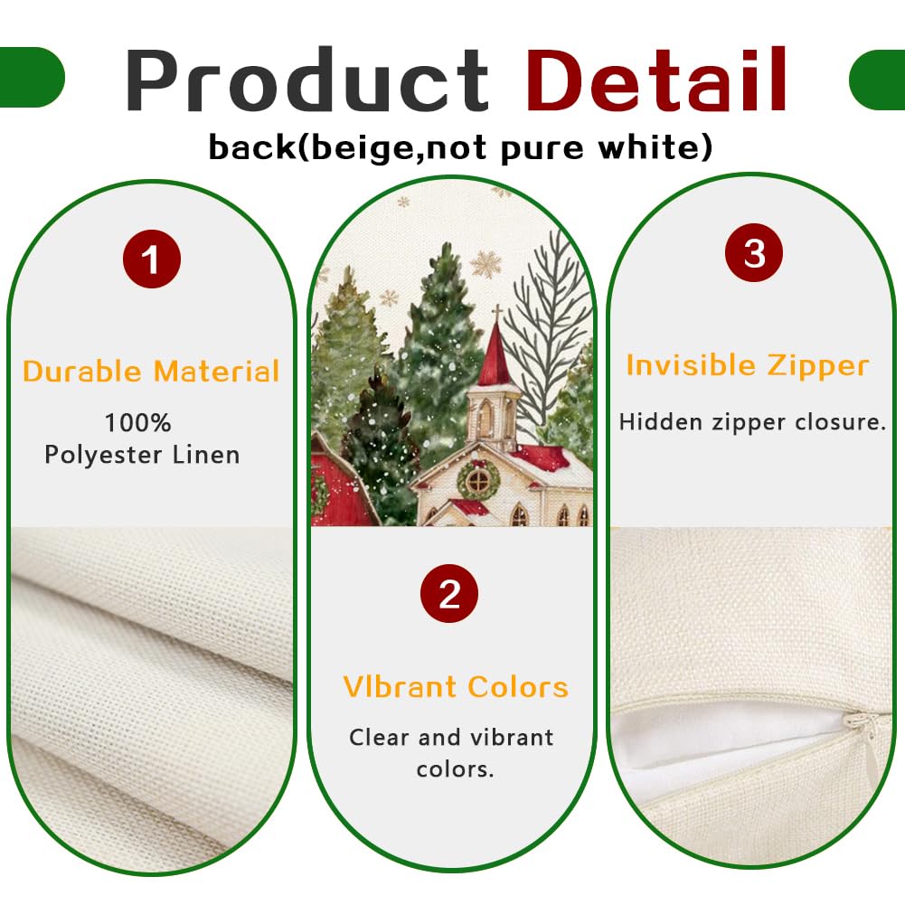 RABUSOFA Christmas Pillow Covers 18x18 Inch Set of 2 Christmas Tree Decoration Golden Snowflake Decorative Throw Pillows Winter Holiday Christmas Decor Farmhouse for Home Couch