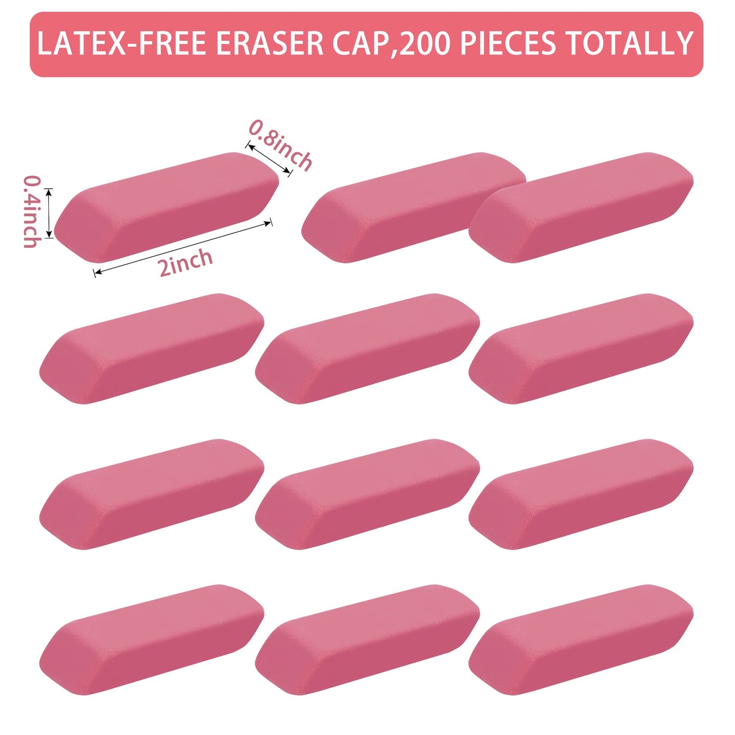 200 Pack Pink Erasers Bulk Latex-Free Soft Erasers Pencil Erasers for Students Teachers and School and Office Supplies