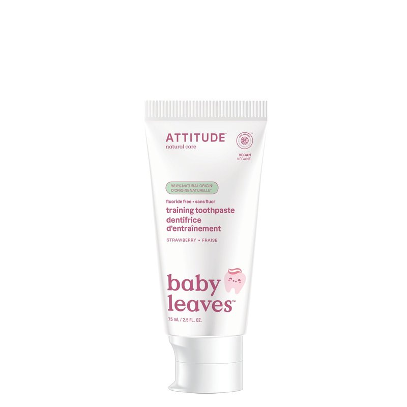 Attitude Baby and Child Fluoride-Free Training Toothpaste, Naturally Derived Ingredients, Vegan, EWG Verified, Strawberry, 2.6 Oz