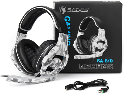 Gaming Headset for PS4,PS5, PC, Xbox One, Surround Sound Over-Ear Headphones with Noise Cancelling Mic, Comfort Earmuffs for Laptop, Mac, Nintendo PC(Gray)