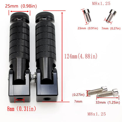 Universal Motorcycle Bicycle Folding Foot Pegs 90 Degree Foldable Electric Motorbike Ebike For Super73 S2/ZX/RX/R/S Passenger Footrests Rearsets Rear Set Footpegs foot Rest Pedals M8 Install Bolts