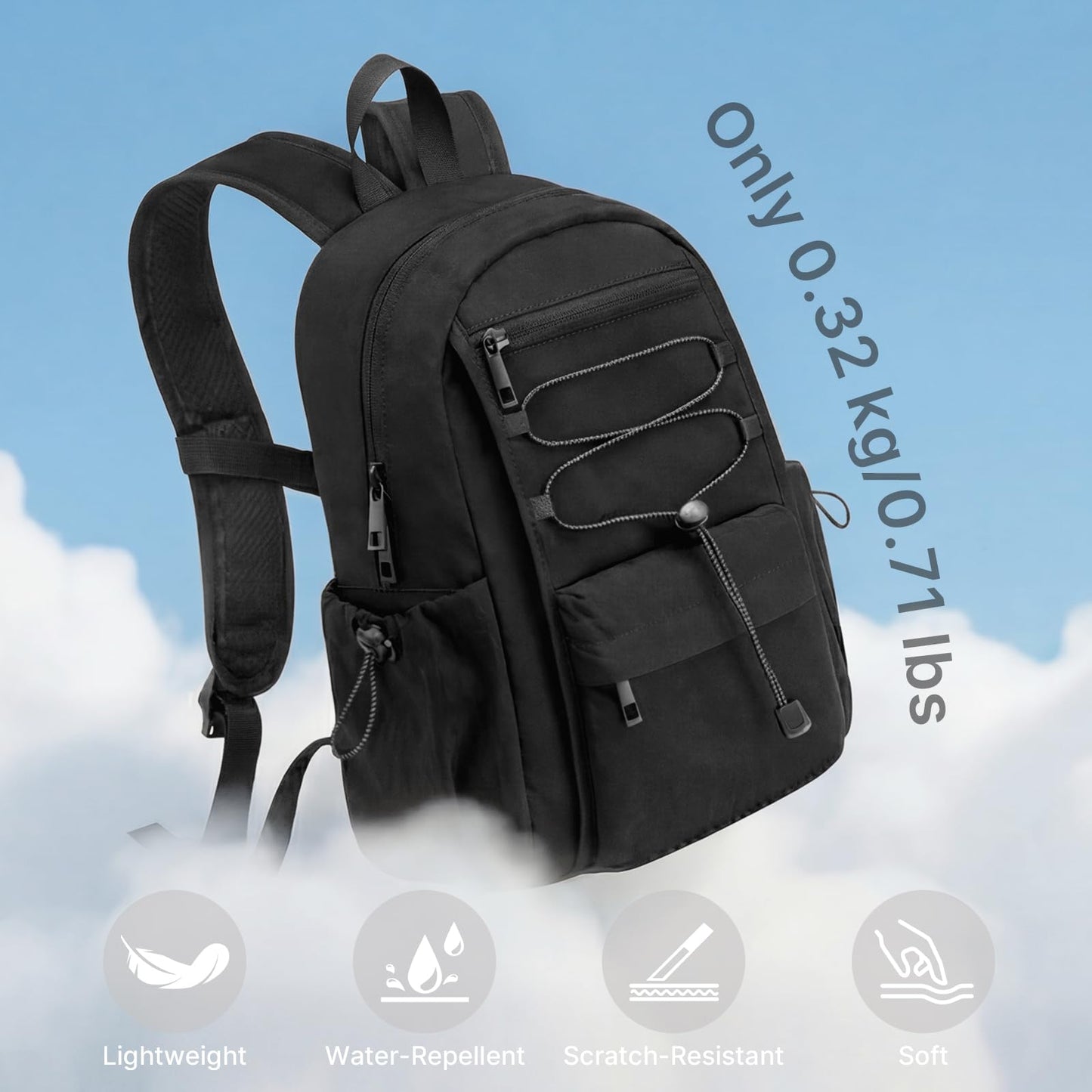 G4Free 10L Small Backpack for Women Men Lightweight Mini Travel Backpacks Hiking Casual Daypack, Black