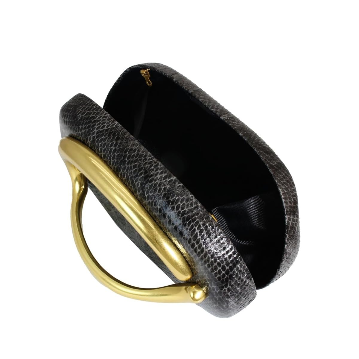 DEBIMY Women Snakeskin PU Leather Clutch Metal Handle Evening Bag Trendy Vegan Leather Handbag Chain Shoulder Purse for Causal, Black