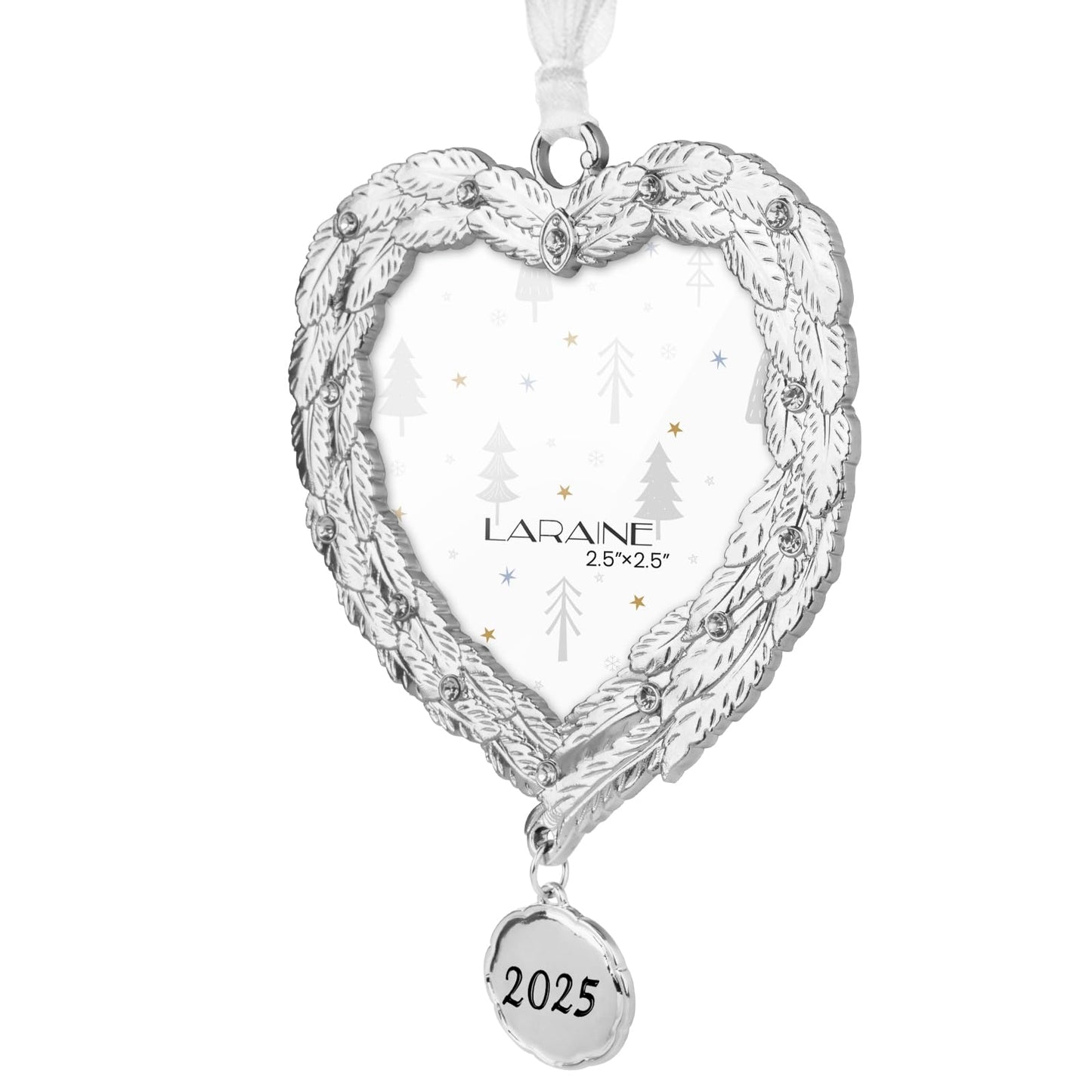 Laraine Christmas Tree Ornaments – Decorative Hanging 2025 Holiday Keepsake Gift Pendant with 2.5” Photo Frame Insert for Picture of Pet (Feather (2025))