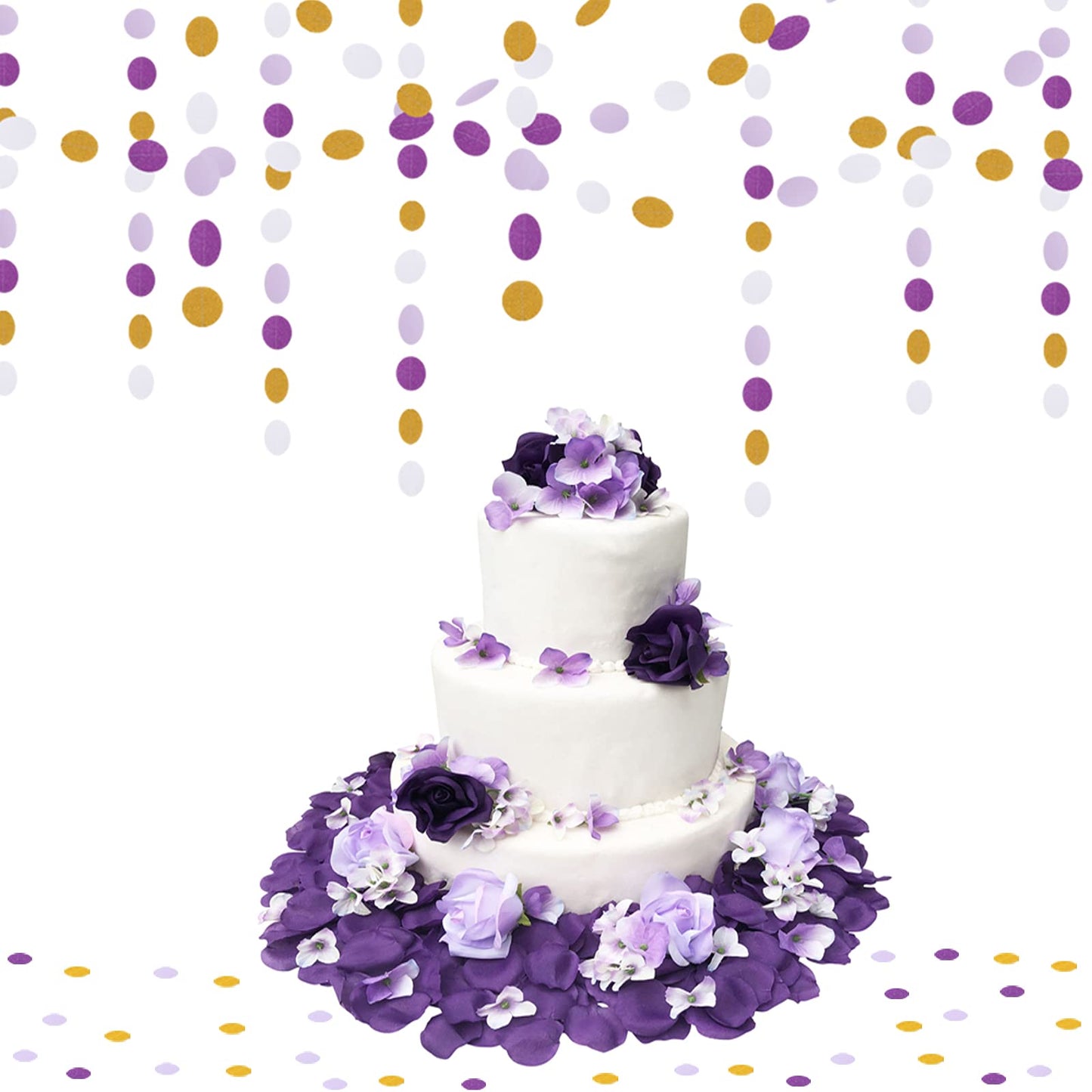 White Purple-Gold Party-Decorations Paper Garland - 52ft Glitter Hanging Streamer Banner,Graduation 2025 Mothers Decor Wedding Baby Shower Birthday Backdrop Bunting Lasting Surprise