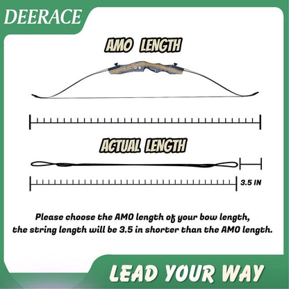 DeeRace Traditional Recurve Bow String and Bowstring Finger Savers Set, Dacron Bow String with Finger Guards (AMO 50” (Actual Length 46”), 12 Strands (Recommended for up to 40 lbs))