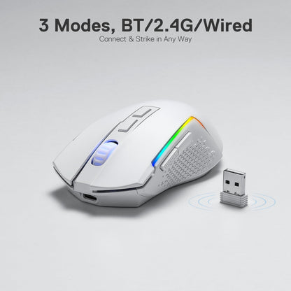 Redragon M693 Wireless Gaming Mouse, 8000 DPI Mice w/ 3-Mode Connection, BT & 2.4G Wireless, 7 Macro Buttons, Reliable Power Capacity for PC/Mac/Laptop