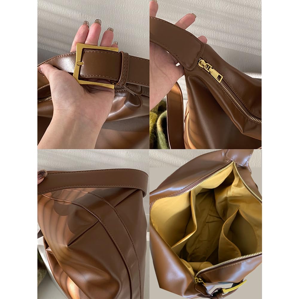 BOAWHNTR Sleek Leather Tote Bag for Women - Stylish & Durable, Large Capacity with Adjustable Straps, Perfect for Daily Use & Special Occasions - Elegant Design (Brown)