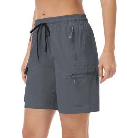 GymBrave Women's Hiking Shorts Quick Dry Lightweight Cargo Shorts for Outdoor Athletic Travel with Pockets Gray M