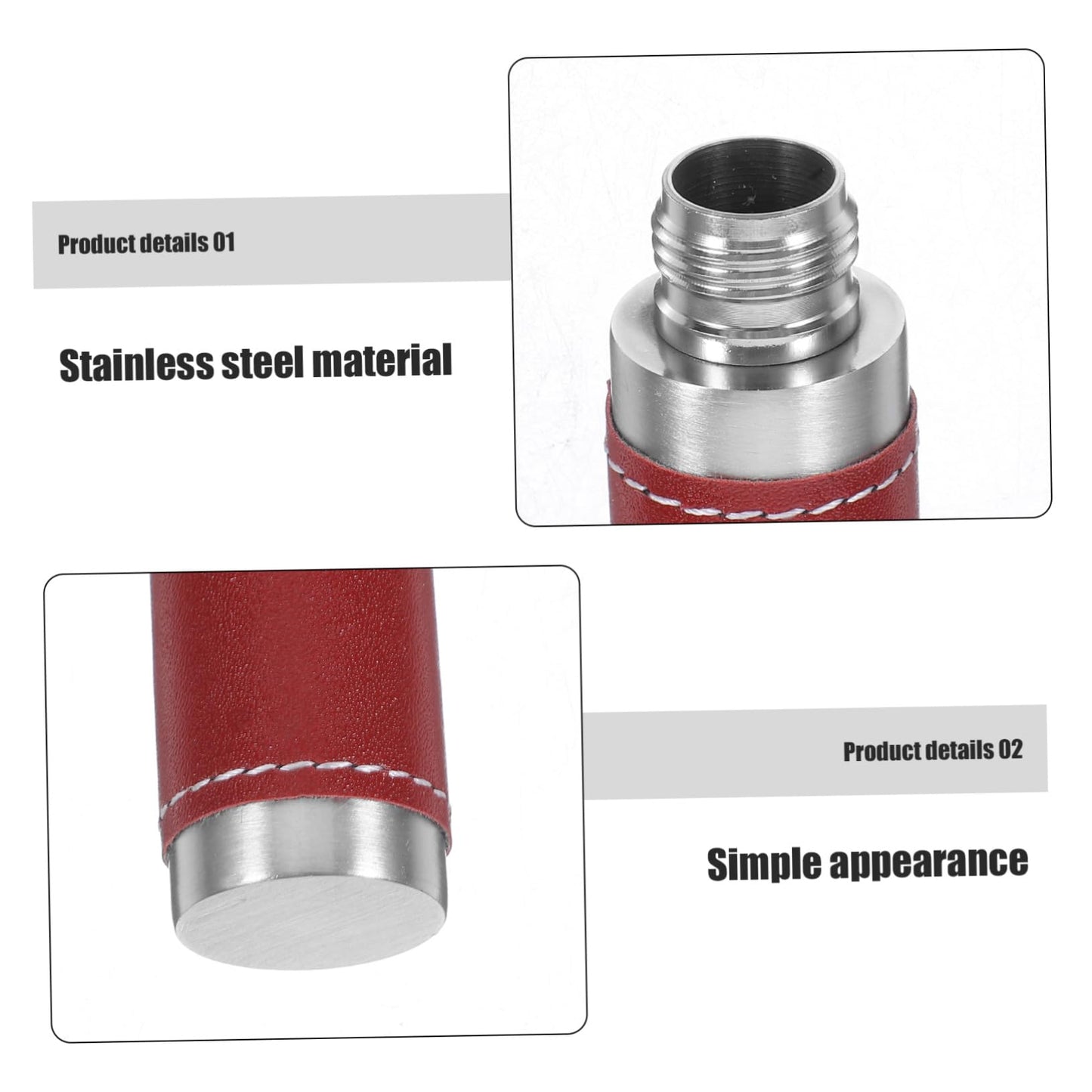 OFFSCH 1pc Stainless Steel Portable Wine Tube Leather Cover Compact Outdoor Wine Flask for Travel Round Base Design for Silver
