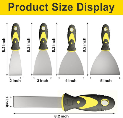 5-Piece Putty Knife Set, 1–5 Inch Scraper and Spackle Knives, Durable Paint Scrapers for Drywall Repair, Wallpaper Removal, Mud and Plaster Scraping