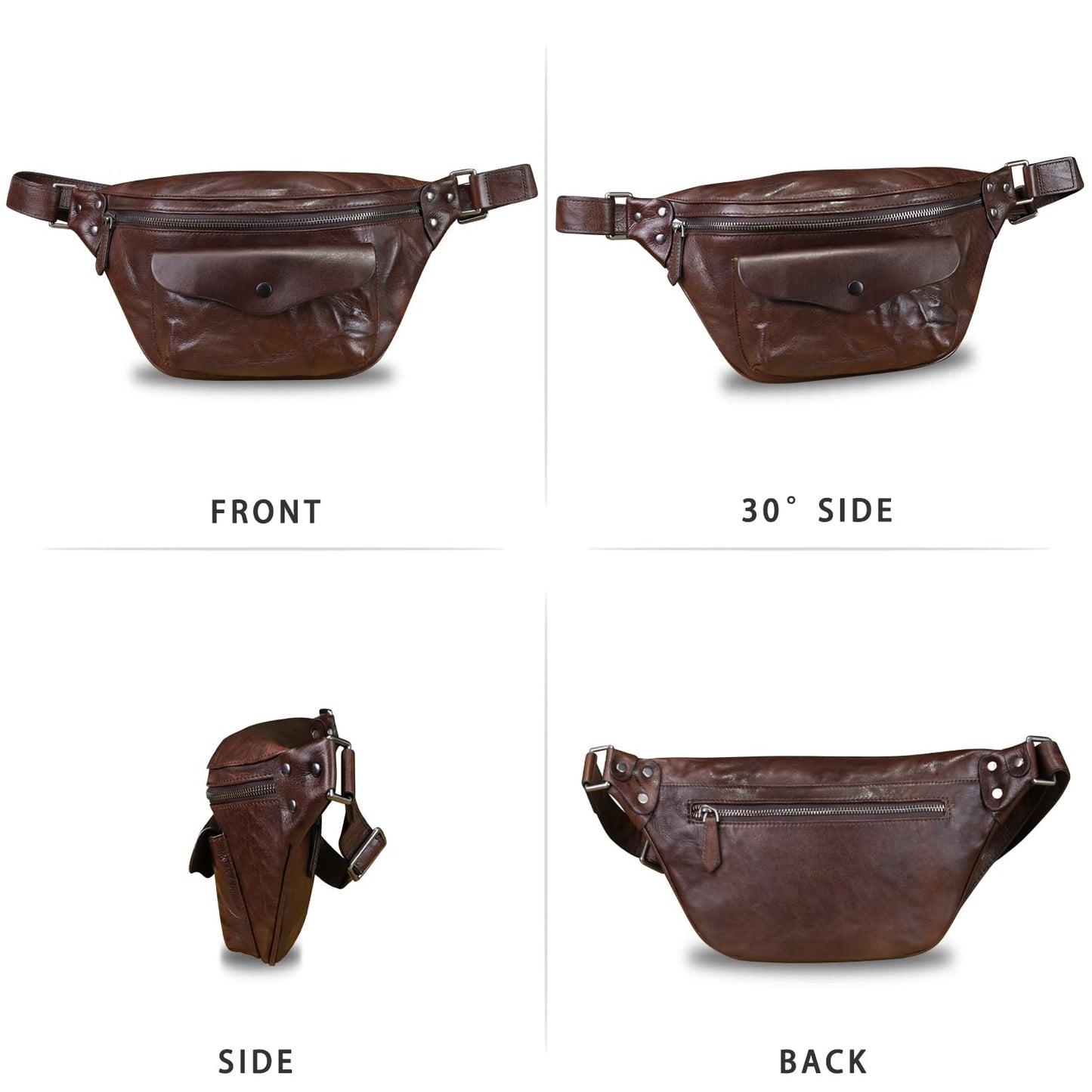 Genuine Leather Fanny Pack for Women and Men Vintage Real Leather Sling Bag Crossbody Bag Fashion Waist Bag Chest Purse (Coffee)