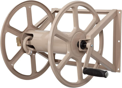 Liberty Garden 709 Steel Wall/Floor Mounted Hose Reel, Holds 200-Feet of 5/8-Inch Hose - Tan, 17.6 x 22 x 15