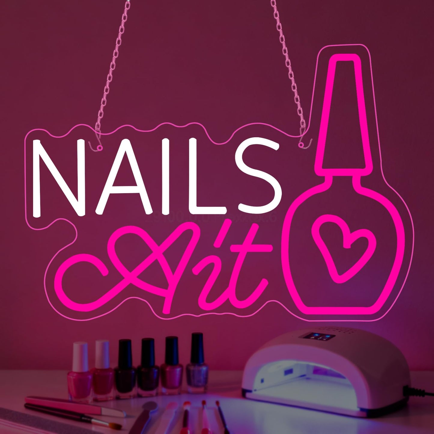Nail Neon Sign for Wall Decor, Led Nail Signs for Studio Beauty Salon Business Makep Room Wall Window Decor, Gift for Nail Tech Girls, Christmas, Birthday