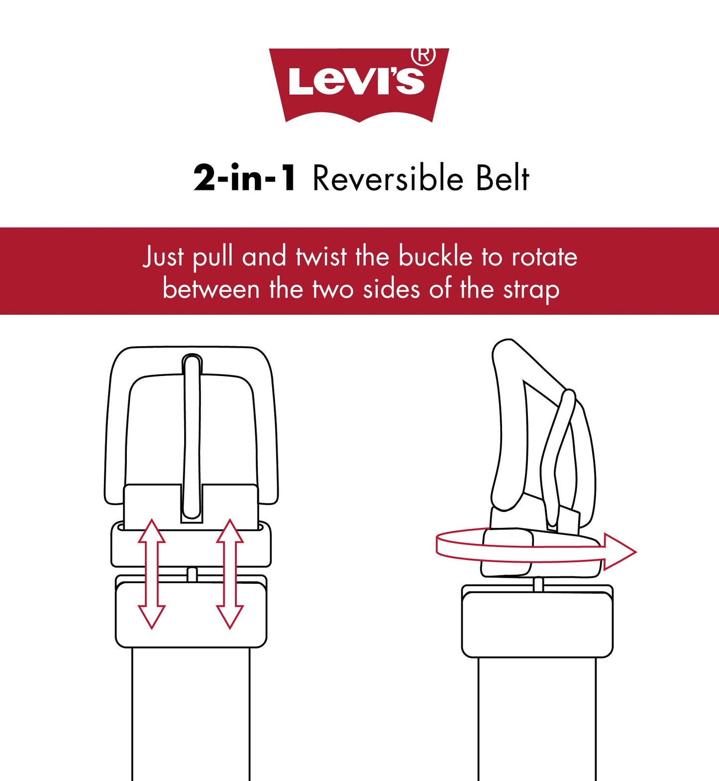 Levi's Women's Reversible Western Buckle Casual Belt, Tan/Black, X-Large