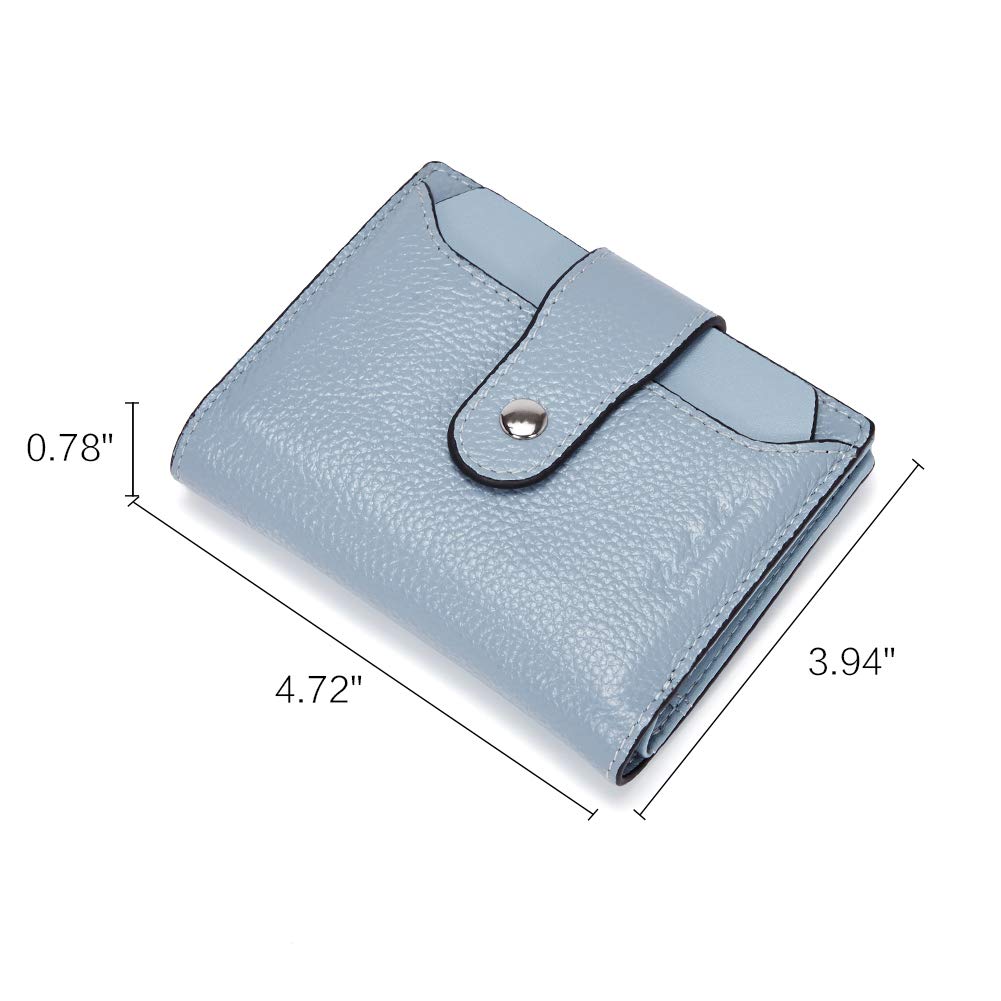 BOSTANTEN Women Leather Wallet RFID Blocking Small Bifold Zipper Pocket Wallet Card Case Purse with ID Window Blue
