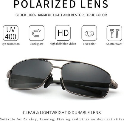 SUNGAIT Ultra Lightweight Polarized Sunglasses for Men - UV400 Protection, Stylish Rectangular Design