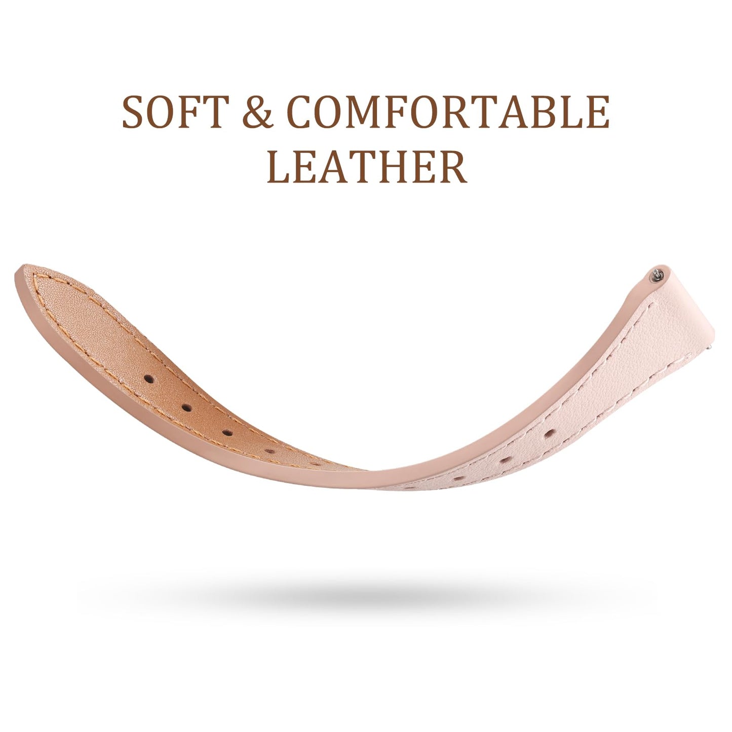 GEAK Slim Leather Band Compatible with Galaxy Watch 7 Band/6 5 4 FE 40mm 44mm/5 pro 45mm/Classic/Galaxy Active 2, 20mm Genuine Leather Strap with Quick Release Buckle for Samsung Watch Bands Women