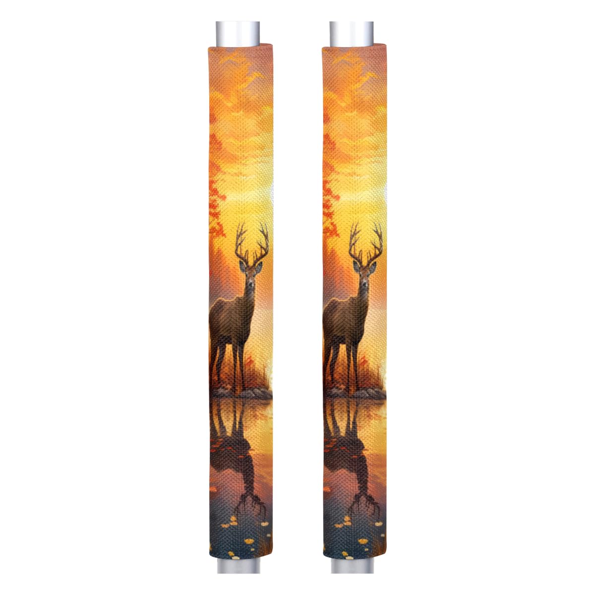 DXTKWL Fall Forest River Sunset Deer Refrigerator Door Handle Covers Set of 2 Kitchen Appliance Handle Covers Protector for Fridge Microwave Stove Oven Dishwasher