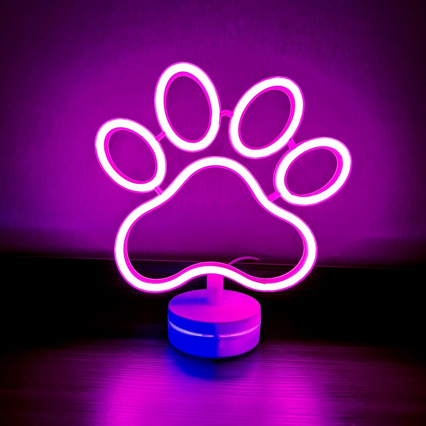 Dog Paw Neon Sign Lamp with Standable Base and Touchable Switch, USB or 3 AA Battery Powered LED Custom Neon Dog Signs for Bedroom Wall and Room Decor, Man Cave Party, Birthday Christmas Gift
