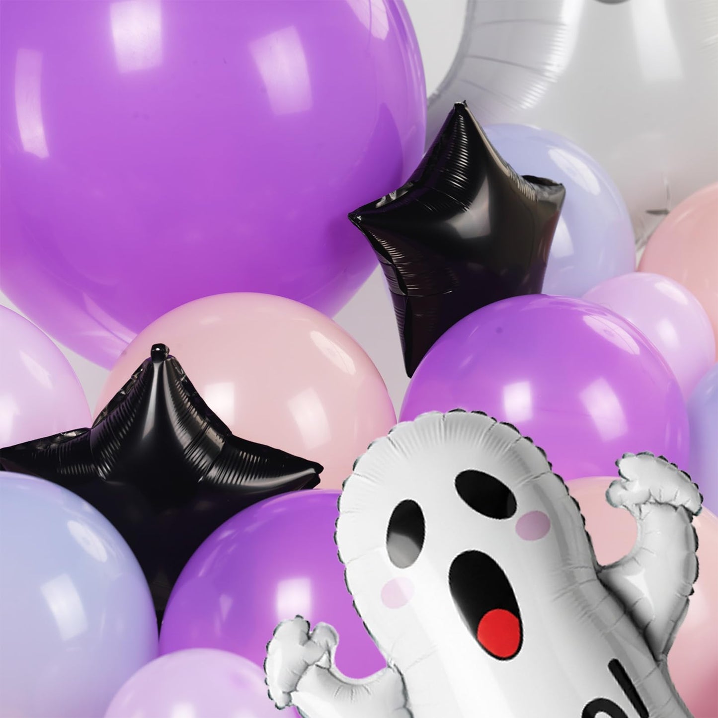 Halloween balloons Pink and Purple balloon garland arch kit 160pcs with BOO ghost spider bat mylar balloons for Halloween birthday baby shower spooky one happy boo day party decorations