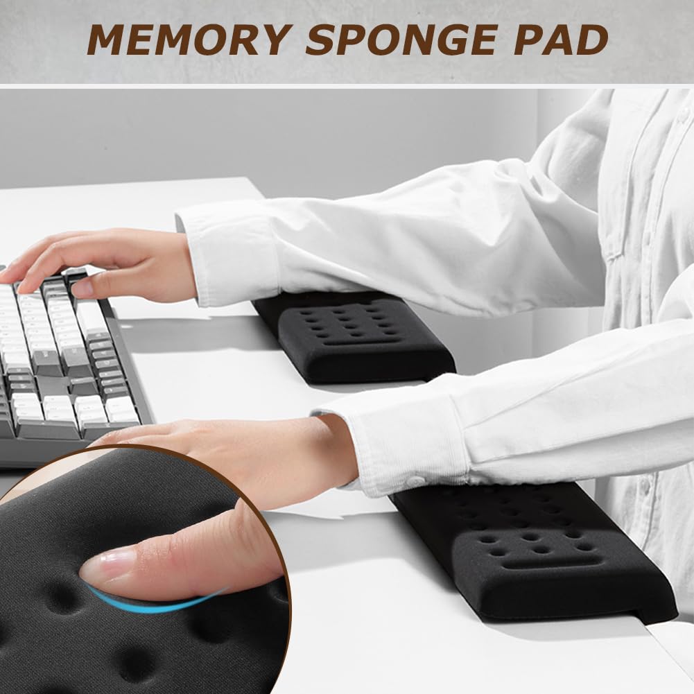 3PCS/Set L-Shaped Desk Elbow Pad for Desk, Memory Foam Elbow Support Padding with Non-Slip, Wrist Comfort Support for Office Home (Black)